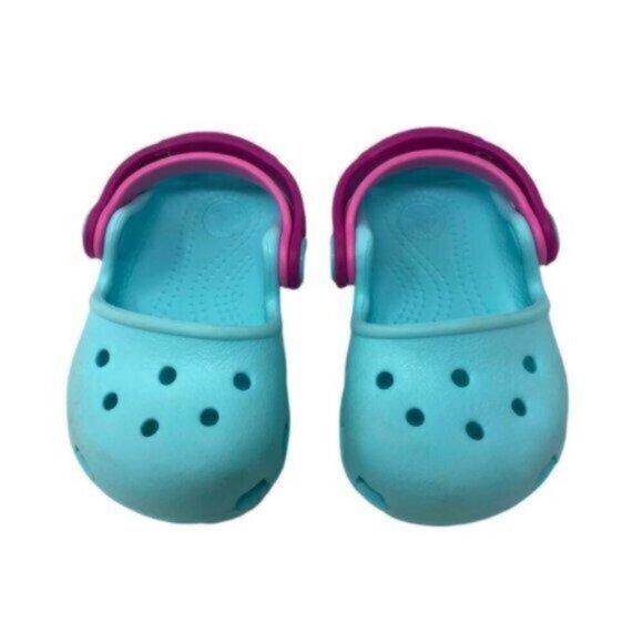 Crocs | Toddler Blue & Pink Strap Clogs Water Shoes Size 4 - Picture 9 of 11